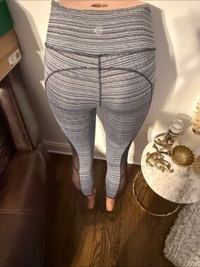 Heathered Grey Mesh Inset High-Waist Leggings